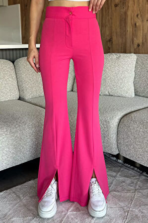 Paça Yırtmaçlı Palazzo Slim Fit Kumaş Pantolon