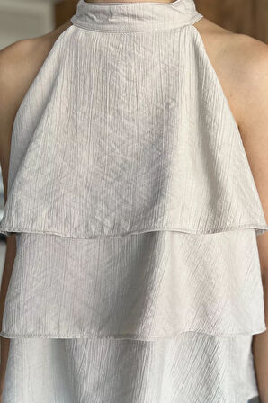 Kadın Sıfır Kol Kat Kat Bluz