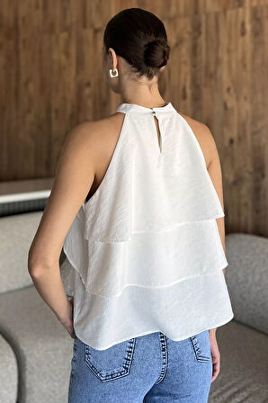 Kadın Sıfır Kol Kat Kat Bluz