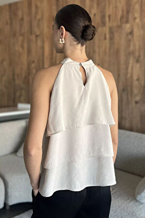 Sıfır Kol Kat Kat Kadın Bluz