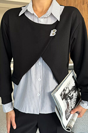 Kadın Gömlek Garnili Sweatshirt