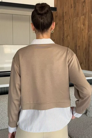 Kadın Gömlek Garnili Sweatshirt