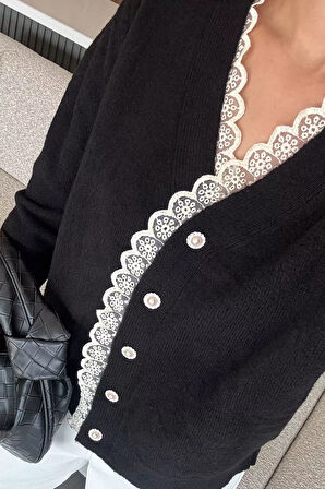 Kadın Ön Düğmeli Fistolu Triko Hırka (s-m-l-xl Beden Uyumludur.)