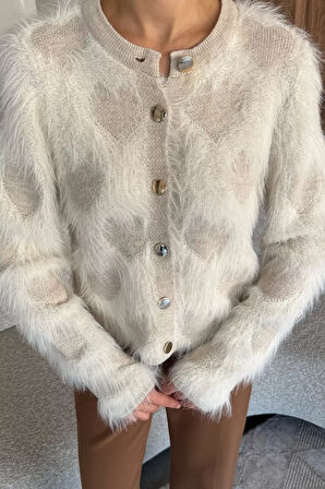 Kadın Ön Düğmeli Sakallı Triko Ceket (s-m-l Uyumludur)