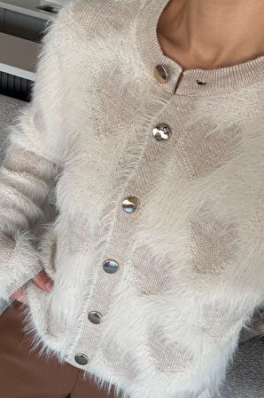 Kadın Ön Düğmeli Sakallı Triko Ceket (s-m-l Uyumludur)