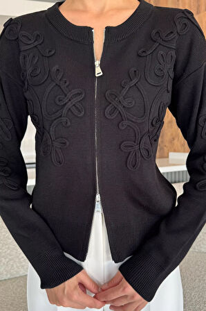 Kadın Fermuarlı Triko Hırka (s-m-l Uyumludur)