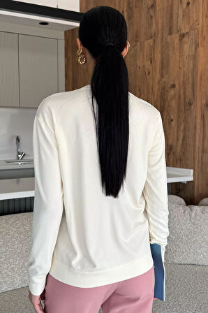 Kadın Tül İşlemeli Triko Hırka (s-m-l-xl Uyumludur)