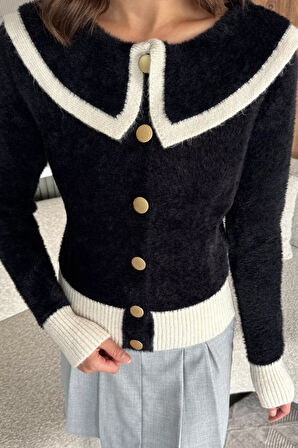 Kadın Bebe Yaka Yumoş İplik Triko Ceket (s-m-l Uyumludur)