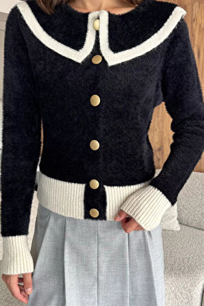 Kadın Bebe Yaka Yumoş İplik Triko Ceket (s-m-l Uyumludur)