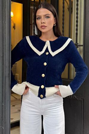 Kadın Bebe Yaka Yumoş İplik Triko Ceket (s-m-l Uyumludur)