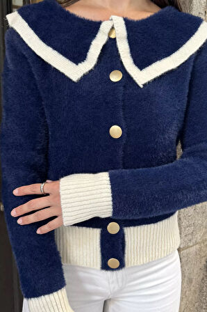 Kadın Bebe Yaka Yumoş İplik Triko Ceket (s-m-l Uyumludur)