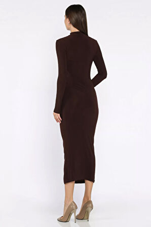 Kadın Omuz Ve Bel Drapeli Tül Detaylı Likralı Elbise