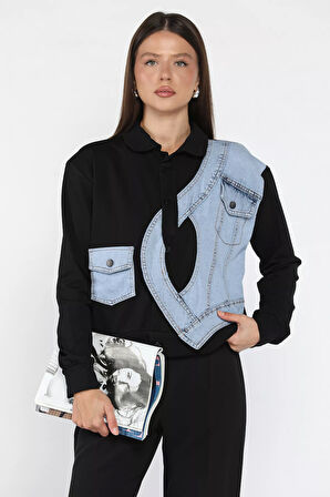 Kadın Kot Garnili Mevsimlik Ceket