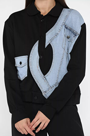 Kadın Kot Garnili Mevsimlik Ceket