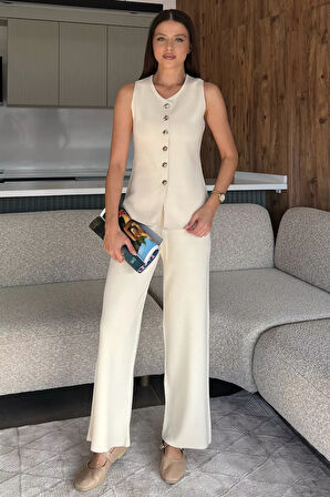 Yelek Pantolon Triko İkili Takım