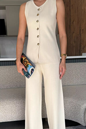 Yelek Pantolon Triko İkili Takım