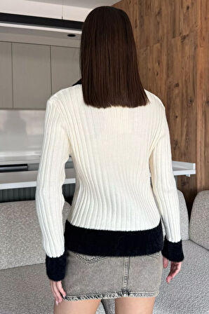 Gömlek Yaka Fermuarlı Triko Hırka