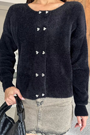 Kalp Düğmeli Şardonlu Triko Ceket (s,m,l,xl Uyumludur)