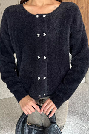 Kalp Düğmeli Şardonlu Triko Ceket (s,m,l,xl Uyumludur)