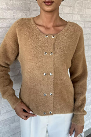 Kalp Düğmeli Şardonlu Triko Ceket (s,m,l,xl Uyumludur)