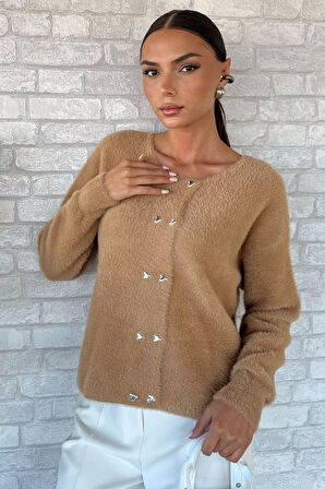 Kalp Düğmeli Şardonlu Triko Ceket (s,m,l,xl Uyumludur)