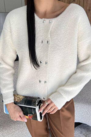 Kalp Düğmeli Şardonlu Triko Ceket (s,m,l,xl Uyumludur)