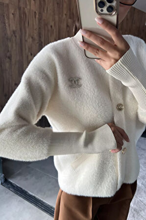 Broşlu Şardonlu Triko Ceket (s,m,l,xl Uyumludur