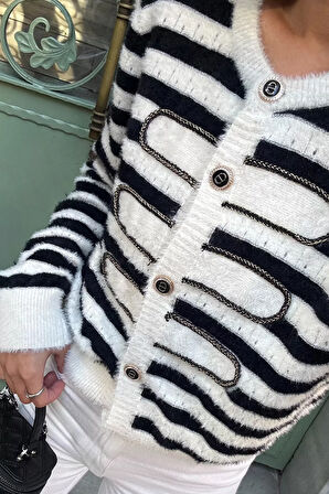 Çizgili Yumoş Triko Hırka