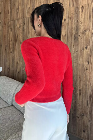 Şardonlu Kadın Crop Top Triko Hırka (s,m,l,xl Uyumludur)