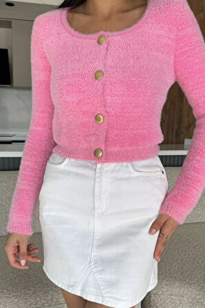 Şardonlu Kadın Crop Top Triko Hırka (s,m,l,xl Uyumludur)