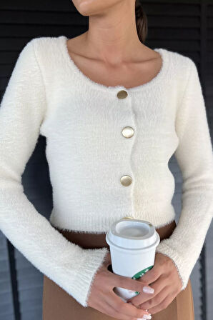 Şardonlu Kadın Crop Top Triko Hırka (s,m,l,xl Uyumludur)