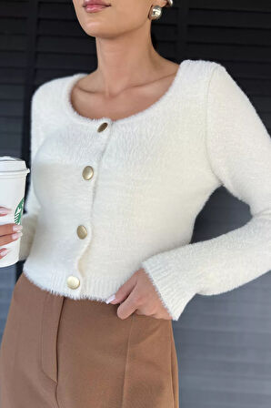 Şardonlu Kadın Crop Top Triko Hırka (s,m,l,xl Uyumludur)