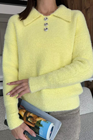 Gömlek Yaka Düğmeli Şardonlu Triko Kazak (s,m,l,xl Uyumludur)