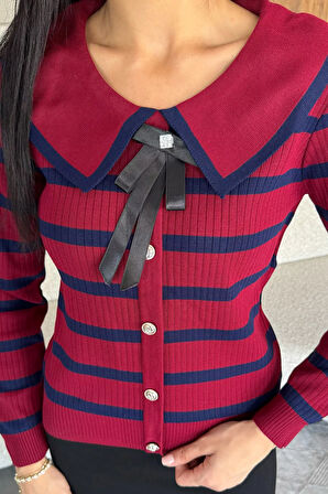 Fiyonklu Sahte Düğmeli Triko Bluz (s,m,l Uyumludur)