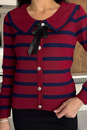 Fiyonklu Sahte Düğmeli Triko Bluz (s,m,l Uyumludur)