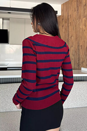 Fiyonklu Sahte Düğmeli Triko Bluz (s,m,l Uyumludur)