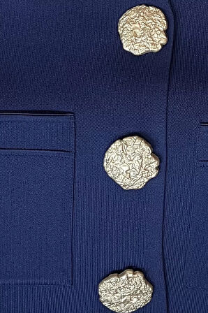 Çift Cepli Düğmeli Triko Ceket (s,m,l Uyumludur)