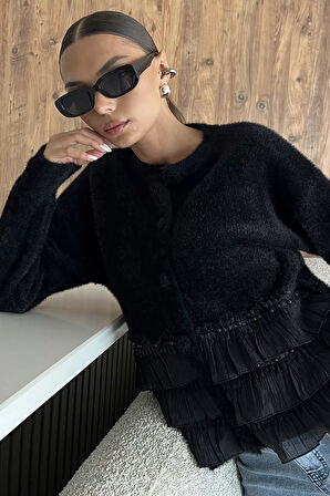 Alt Kısmı Fırfırlı Yumoş Triko Ceket (s,m,l,xl Uyumludur)