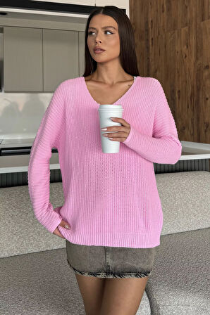 V Yaka Salaş Triko Bluz (s,m,l,xl Uyumludur)