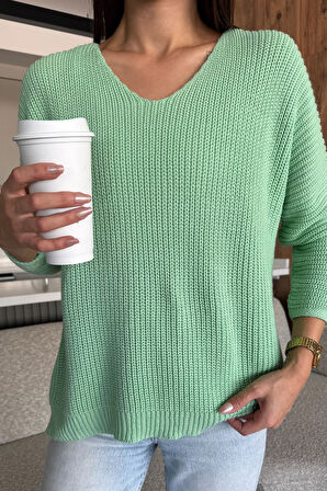 V Yaka Salaş Triko Bluz (s,m,l,xl Uyumludur)