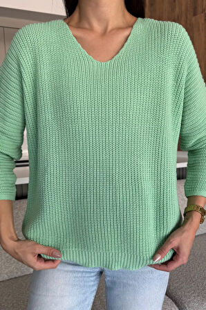 V Yaka Salaş Triko Bluz (s,m,l,xl Uyumludur)