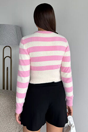 Kadın Taş Detaylı Crop Top Bluz