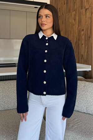 Yumoş İplik Kadın Sakallı Triko Ceket