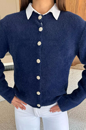 Yumoş İplik Kadın Sakallı Triko Ceket