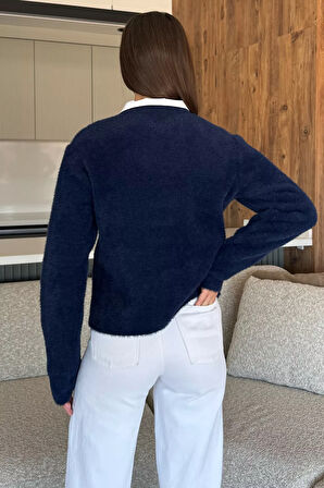 Yumoş İplik Kadın Sakallı Triko Ceket