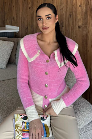 Kadın Bebe Yaka Yumoş İplik Triko Ceket (s-m-l Uyumludur)