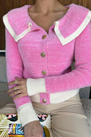 Kadın Bebe Yaka Yumoş İplik Triko Ceket (s-m-l Uyumludur)