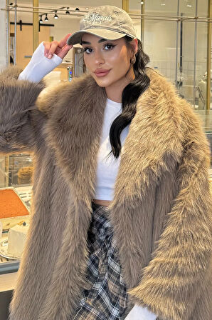 Kadın Astarlı Kürklü Uzun Mont