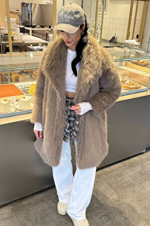 Kadın Astarlı Kürklü Uzun Mont