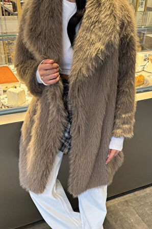 Kadın Astarlı Kürklü Uzun Mont